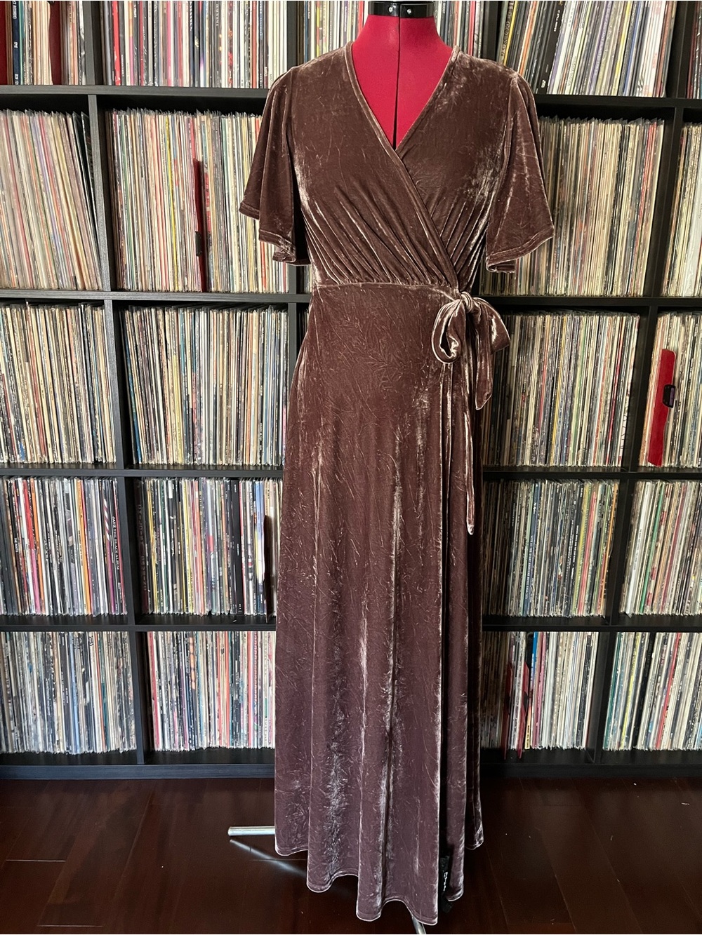 Velvet Mauve Classic Wrap Flutter Sleeve XS Arbor